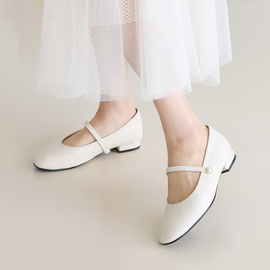 [GIRLS GOOB] Women's Comfortable Slip-On Perl Strap Flat, Fashion Loafers, Ballet Shoes, Synthetic Leather - Made in KOREA